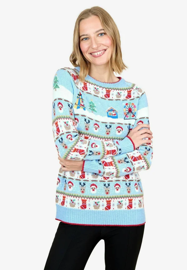 MATERNITY FIT - CHRISTMAS FAIR GROUND FAIRISLE - Strickpullover - blue