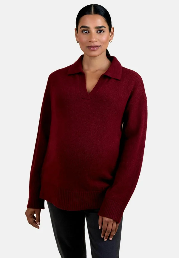 MATERNITY FIT - COLLARED AND NURSING - Strickpullover - burgundy