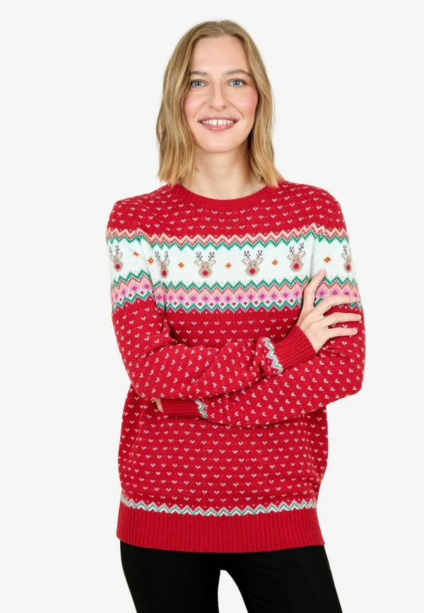 MATERNITY FIT - REINDEER FAIRISLE - Strickpullover - red