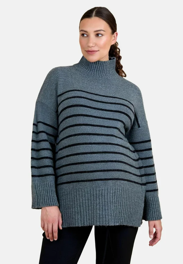 MATERNITY FIT - STRIPED TURTLENECK AND NURSING - Strickpullover - charcoal