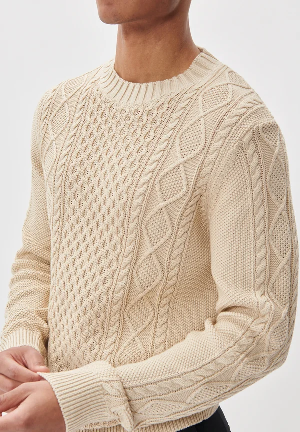 MATRITON CREW NECK CABLE-KNIT PULLOVER - Strickpullover - fog