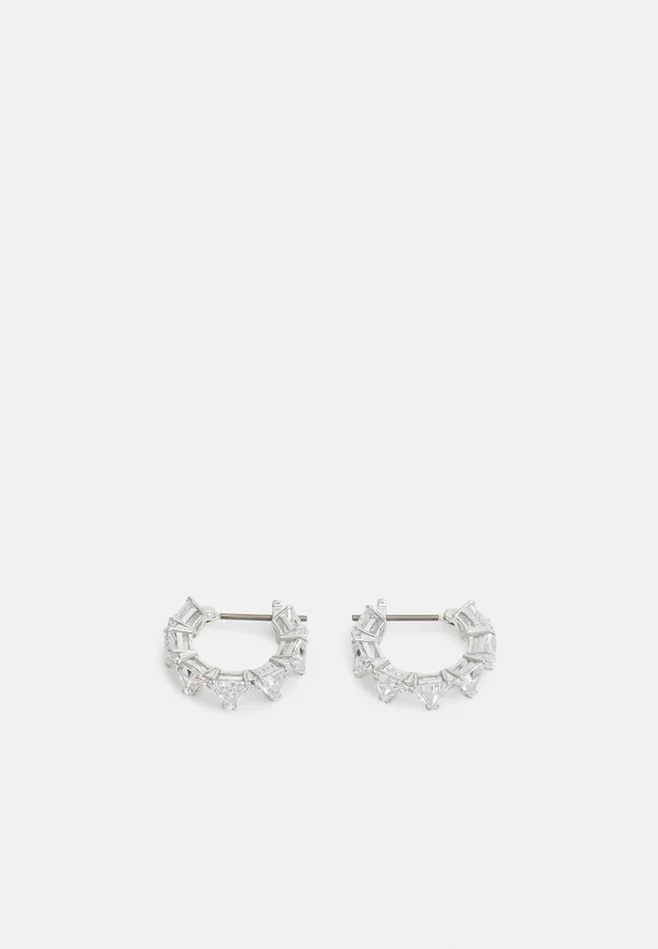 MATRIX HOOP EARRINGS TRIANGLE CUT SMALL - Ohrringe - silver-coloured/transparent
