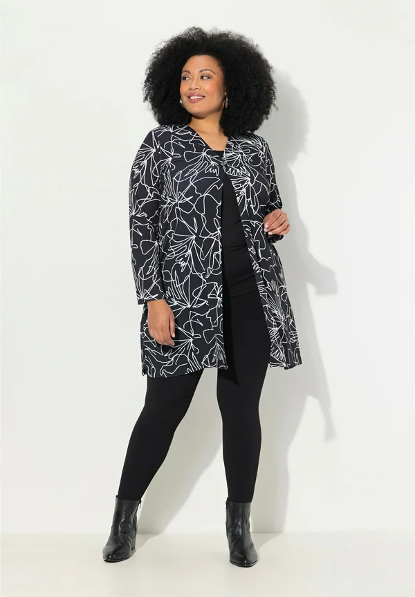 MATTE FLOWER OPEN SHAPE - Strickjacke - black