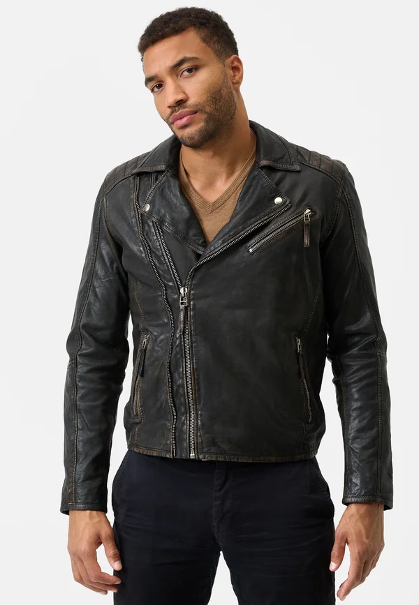 MATTEO - Lederjacke - schwarz
