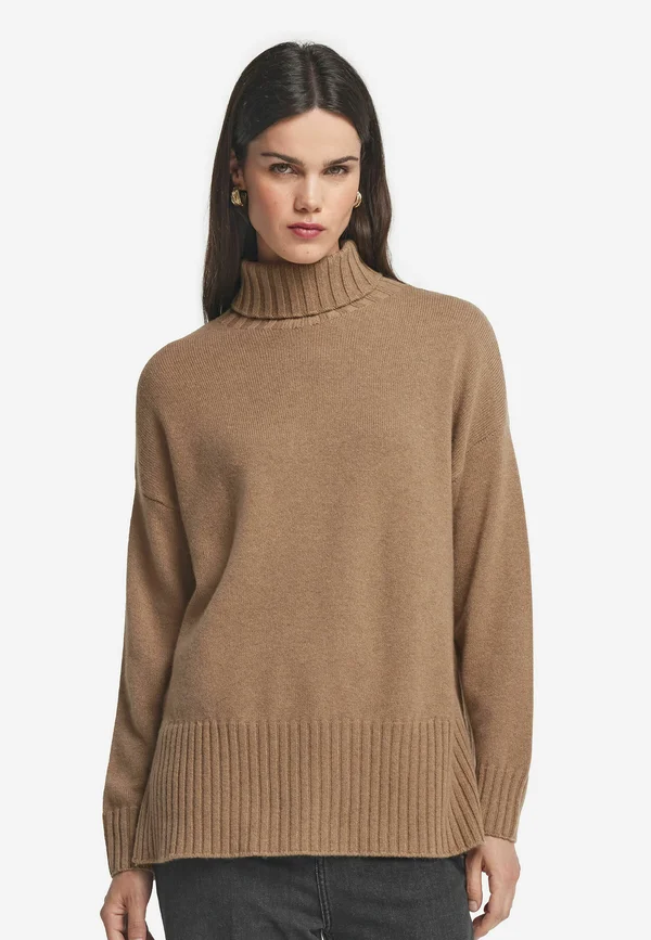 MAXI-MIT ROLLKRAGEN AUS ULTRASOFT - Strickpullover - natürlich wheat blend