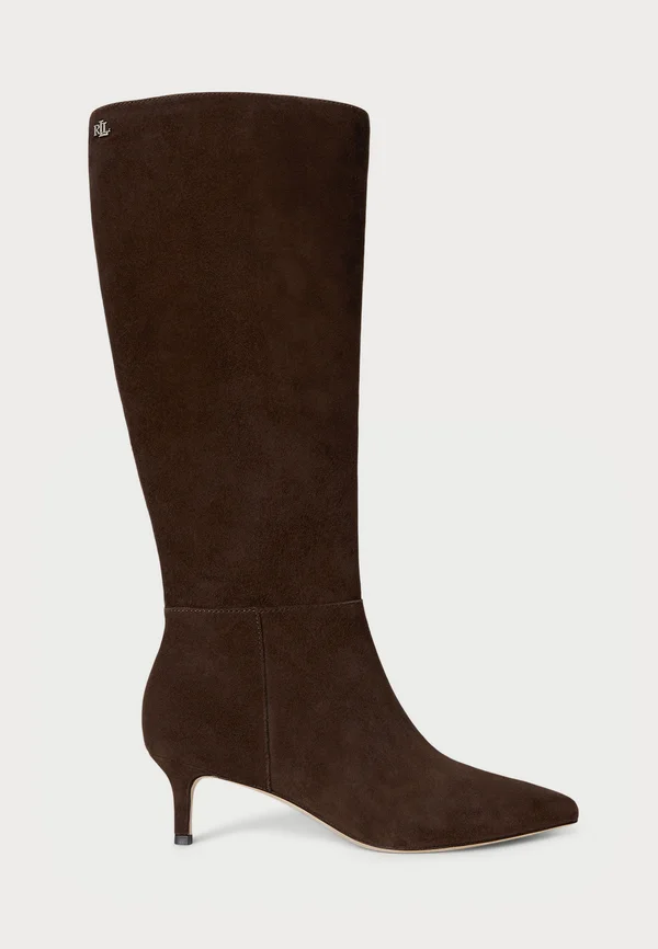 MCKAY SUEDE TALL BOOT HEEL - Stiefel - dark hickory