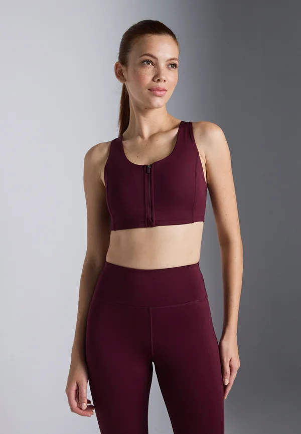 MEDIUM SUPPORT BRA WITH ZIP UP FRONT & ADJUSTABLE STRAPS
 - Sport-BH mit mittlerer Stützkraft - bordeaux