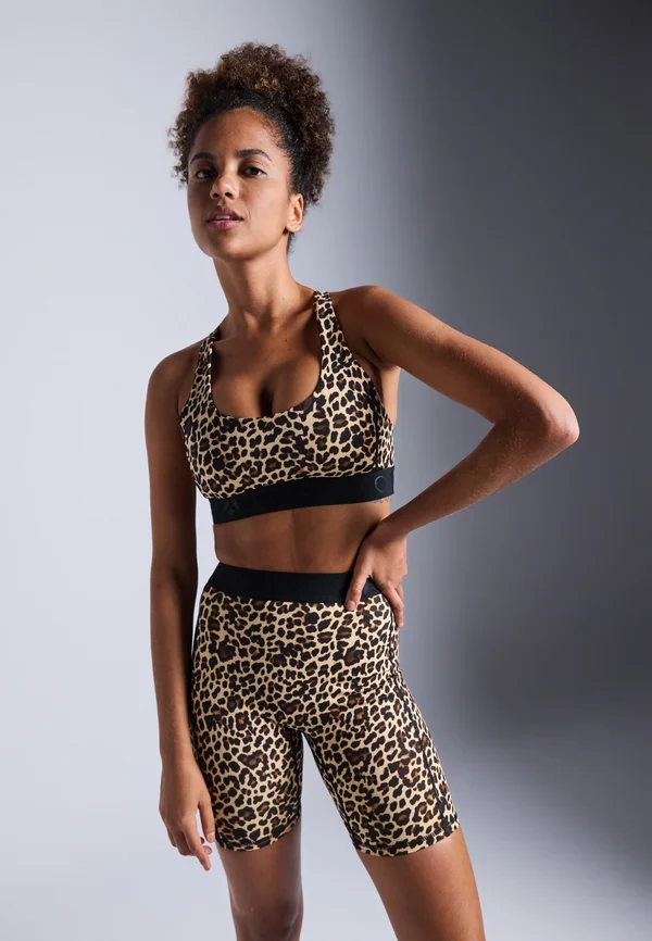 MEDIUM SUPPORT LEOPARD PRINT SPORTS  BRA WITH RACER BACK - Sport-BH mit mittlerer Stützkraft - dark brown/black/beige