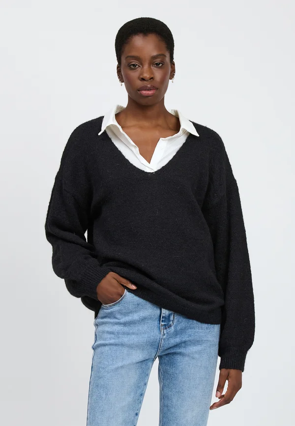 MELANGED - Strickpullover - black
