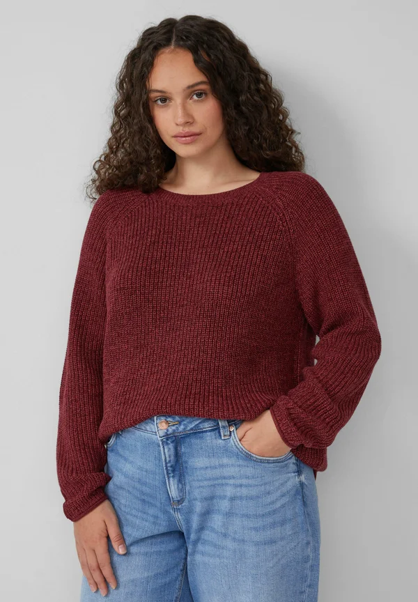 MELIERTER MIT RAGLANÄRMELN - Strickpullover - bordeaux