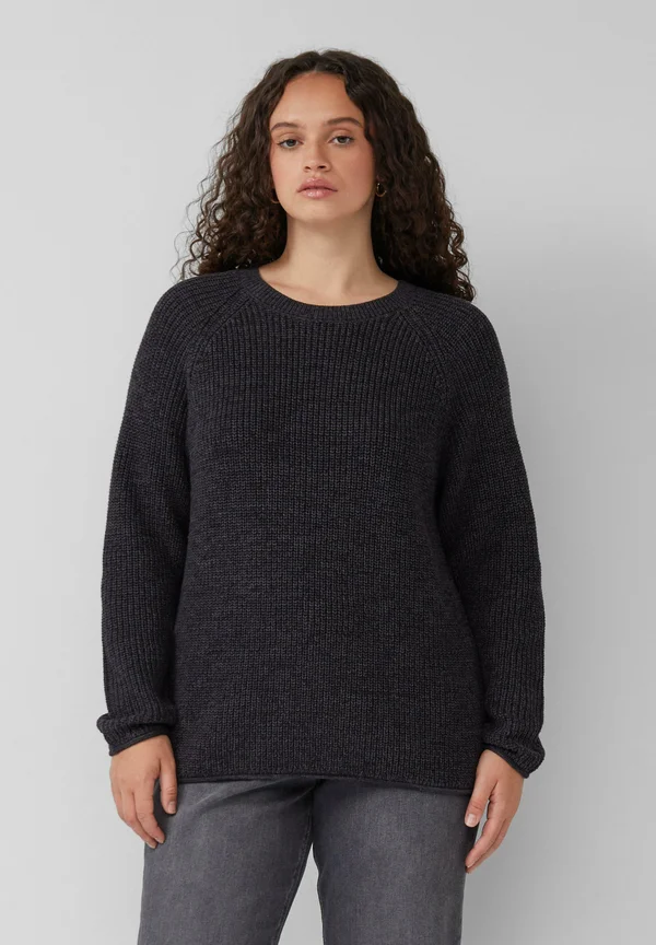 MELIERTER MIT RAGLANÄRMELN - Strickpullover - schwarz