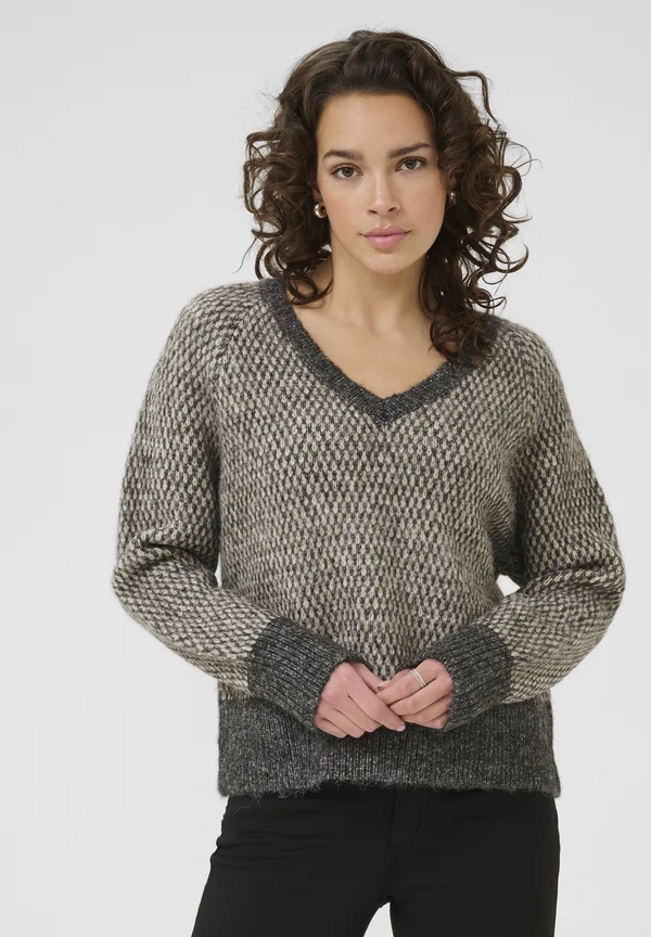 MELINDA - Strickpullover - dark grey m feather gray m