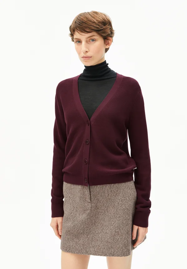 MENAAL LINKS - Strickjacke - dark cranberry