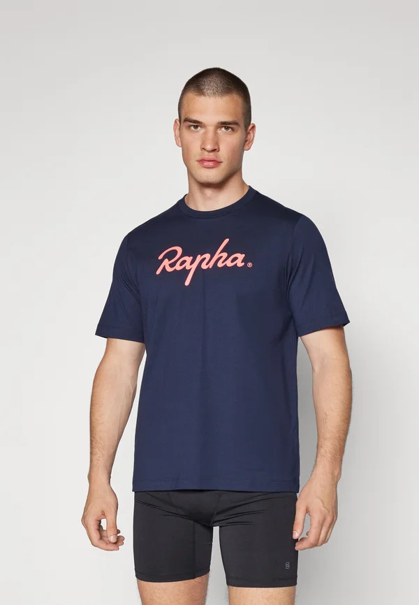MENS LARGE LOGO - T-Shirt print - dark navy/high visability pink