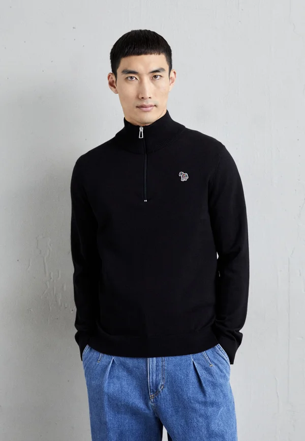 MENS ZIP NECK - Strickpullover - blacks