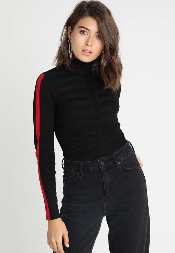 MENTOI - Strickpullover - noir/rouge