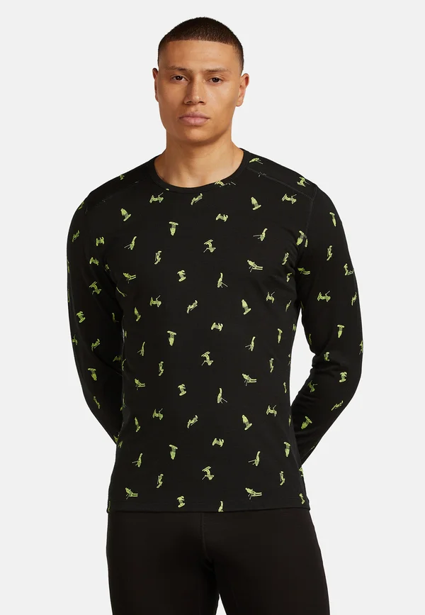 MER 200 LS CREWE SNOW DAY AOP - Langarmshirt - black peridot aop