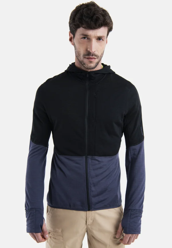 MERINO 200 MID WEIGHT  REAL FLEECE DESCENDER  ZIP HOODIE - Fleecejacke - black graphite cb