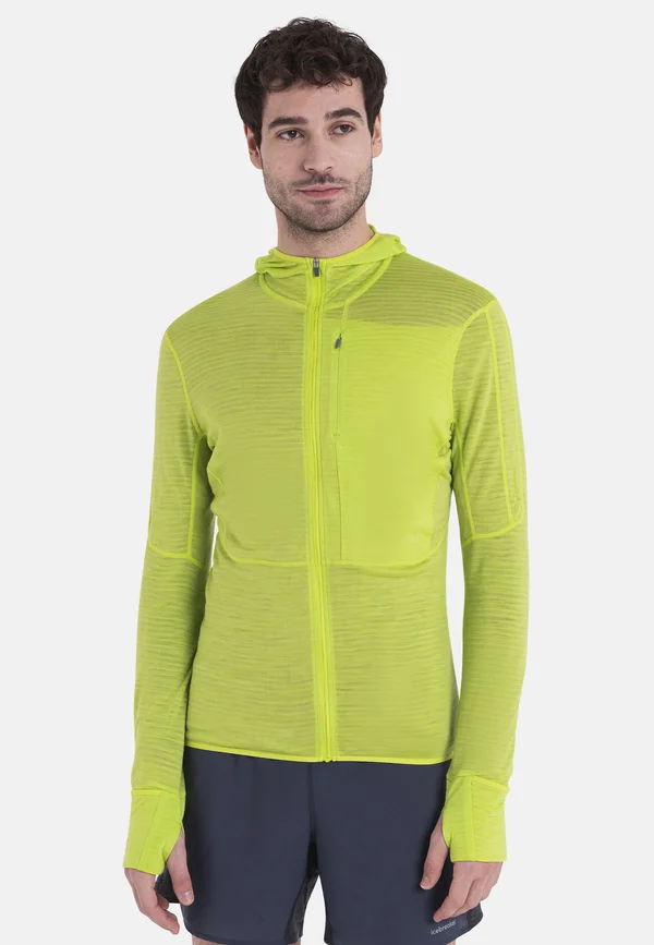 MERINO 200 MID WEIGHT  REAL FLEECE DESCENDER  ZIP HOODIE - Fleecejacke - BRIGHT YELLOW