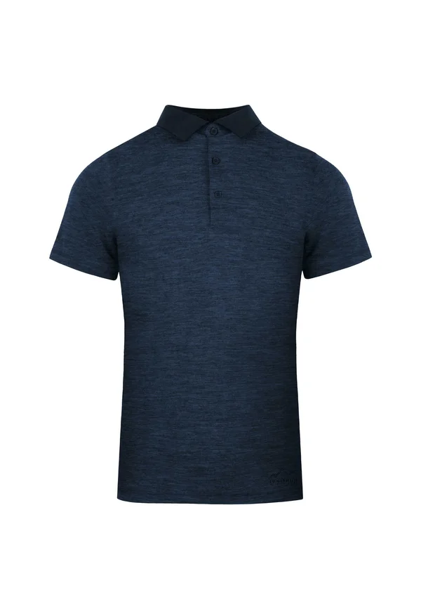 Merino Polohemd Sommer T-Shirt mit Kragen  - Poloshirt - navy