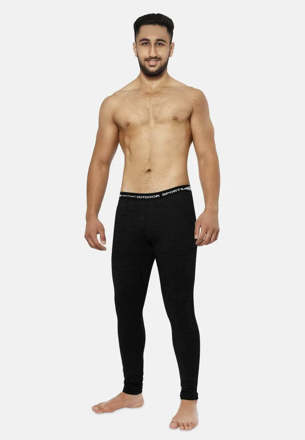 MERINO UNTERHOSE THERMOUNTERHOSE FUNKTIONSHOSE AUS 100% MERINOWOLLE - Unterhose lang - schwarz