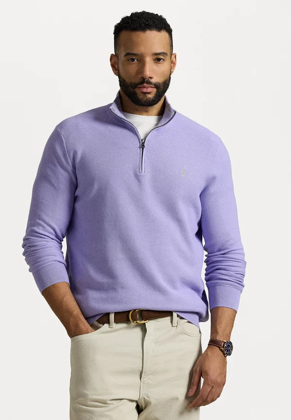 MESH-KNIT COTTON QUARTER-ZIP SWEATER - Strickpullover - sky lavender