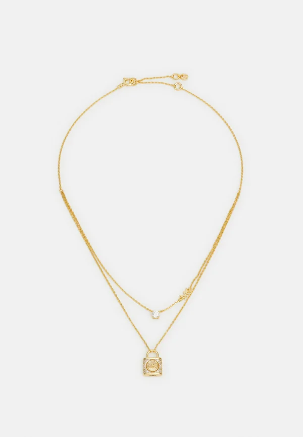 MICHAEL KORS DOUBLE LAYERED PAVÉ LOCK NECKLACE - Halskette - gold-coloured