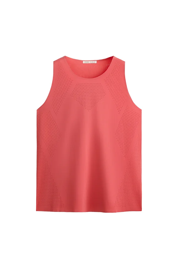 MICROPERFORATED TECHNICAL SLEEVELESS - Top - coral