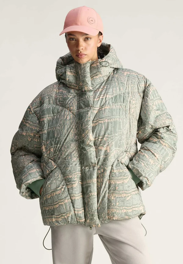 MID LENGTH PADDED PRINTED - Winterjacke - soft powder   willow grey   legacy green