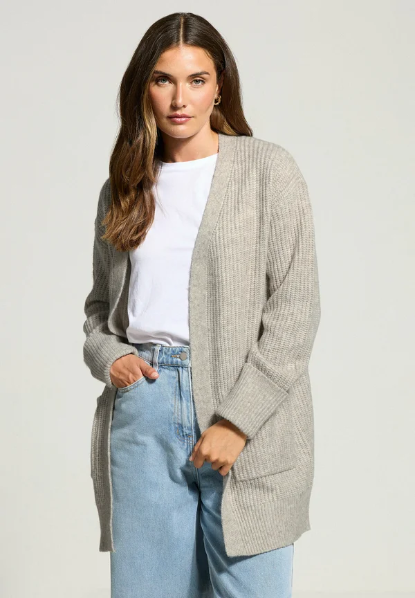 MIDI - Strickjacke - light grey