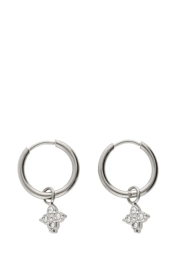 MIDNIGHT MINI POINTED CLOVER - Ohrringe - silver-coloured