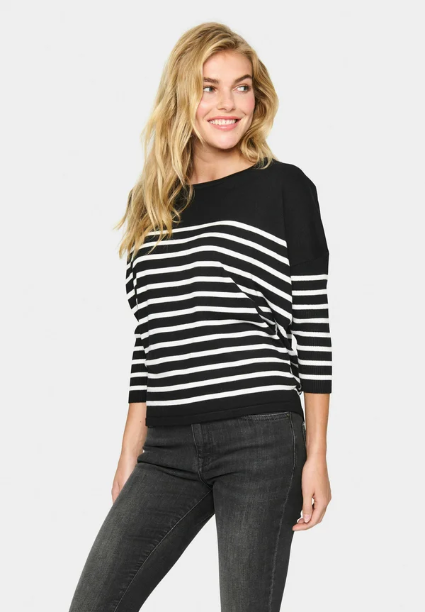 MILA NECK - Strickpullover - black mila stripe