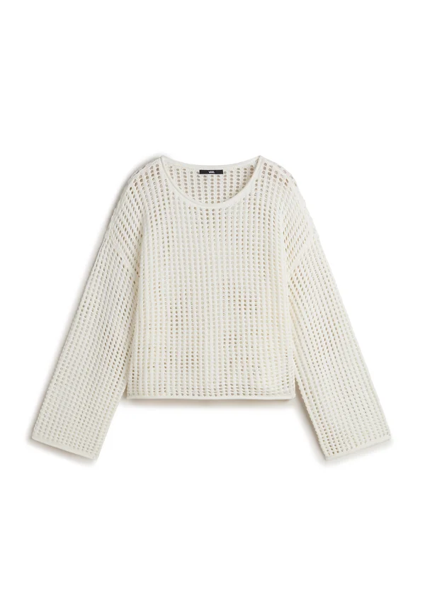 MILA OPEN KNIT CROP CREW - Strickpullover - marshmallow