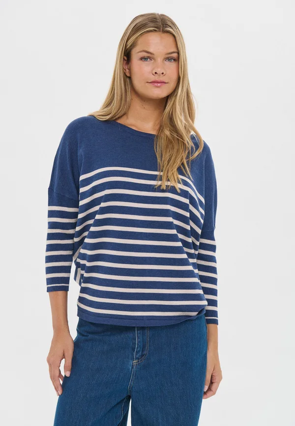 MILA R-NECK  - Strickpullover - pageant gray morn stripe