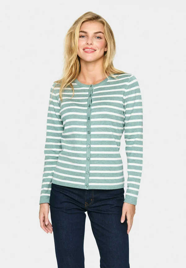 MILA STRIPED  - Strickjacke - blue surf melange