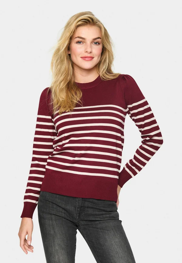 MILA STRIPED  - Strickpullover - burgundy g morn stripe