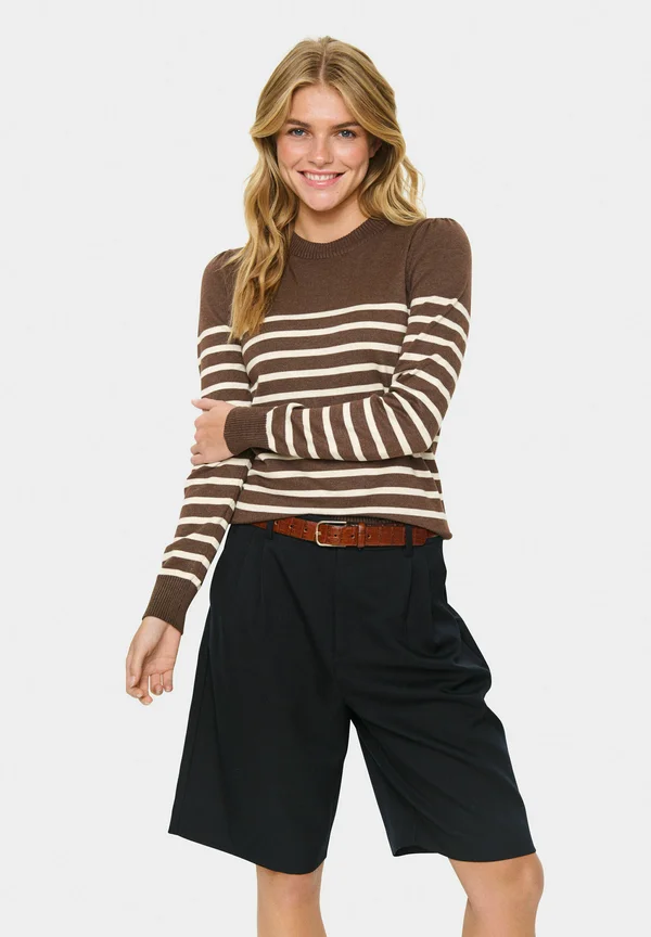 MILA STRIPED  - Strickpullover - fondue fudge rice stripe