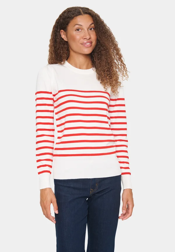 MILA STRIPED  - Strickpullover - ice and f scarlet stripe