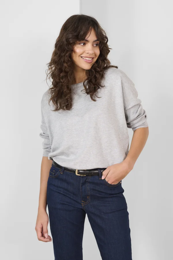 MILASZ R-NECK - Strickpullover - pearl grey