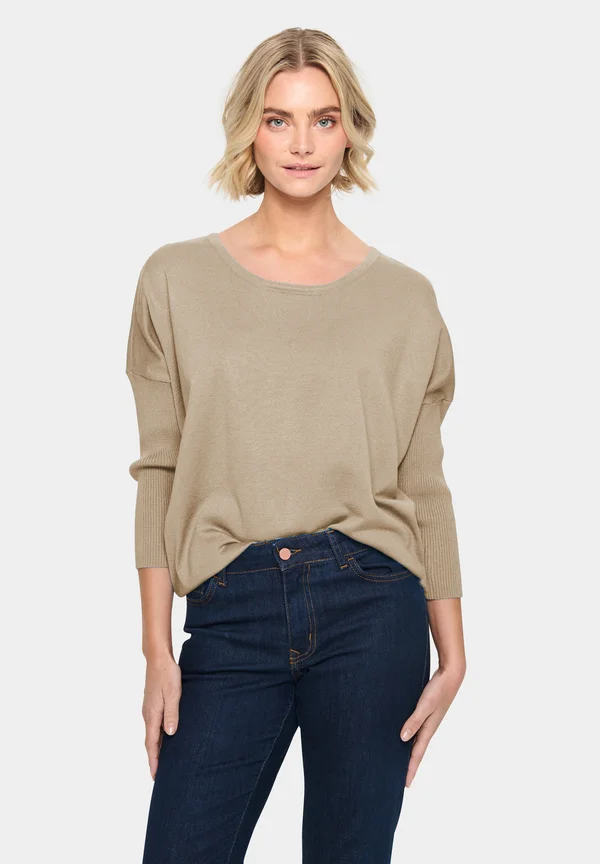 MILASZ R-NECK - Strickpullover - plaza taupe melange