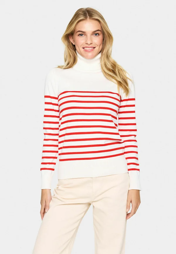 MILASZ ST. ROLLNECK PULLOVER - Strickpullover - ice and f scarlet stripe