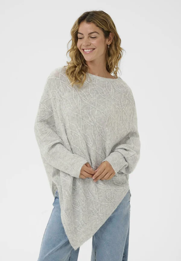 MINKA PONCHO - Strickpullover - light grey melange
