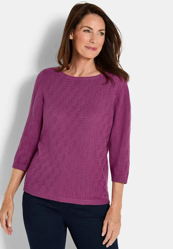 MIT 3/4-ÄRMELN - Strickpullover - berry