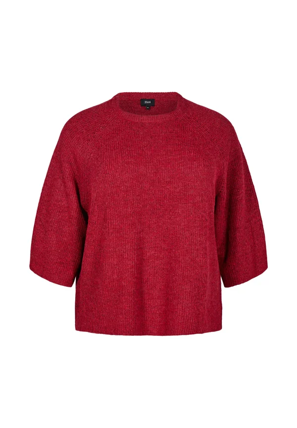 MIT 3/4-ÄRMELN - Strickpullover - karanda red mel