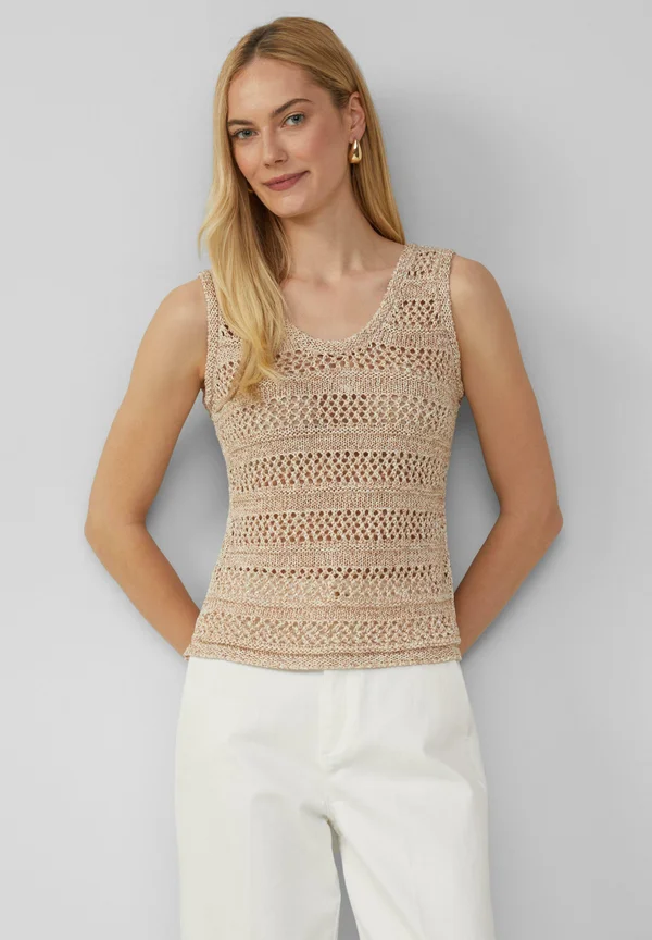 MIT AJOURMUSTER - Strickpullover - helles beige