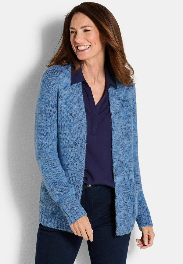 MIT AUFGESETZTEN TASCHEN - Strickjacke - blue   patterned