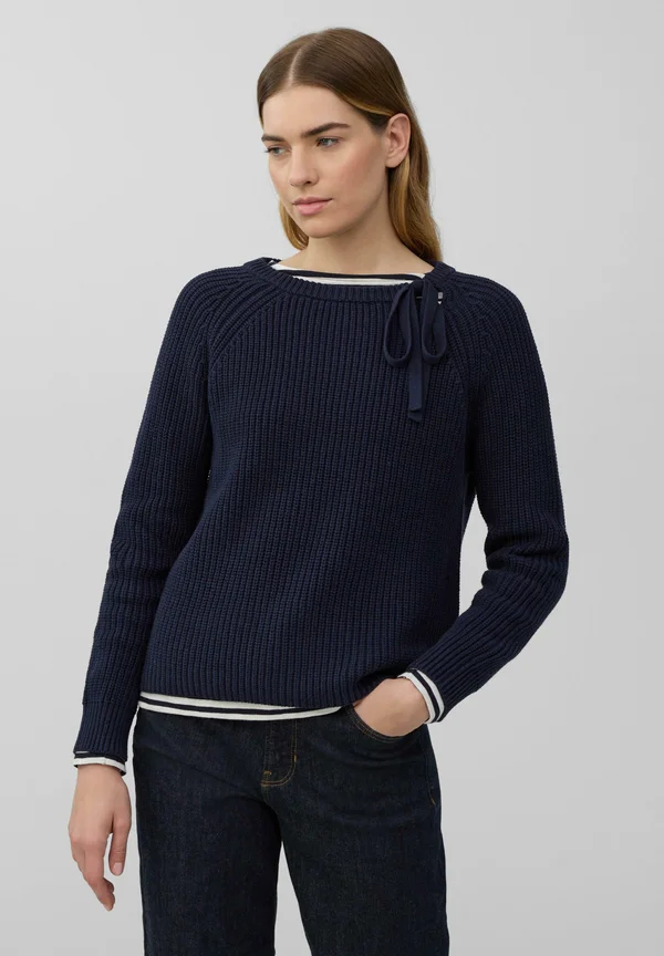 MIT BINDEDETAIL - Strickpullover - navy