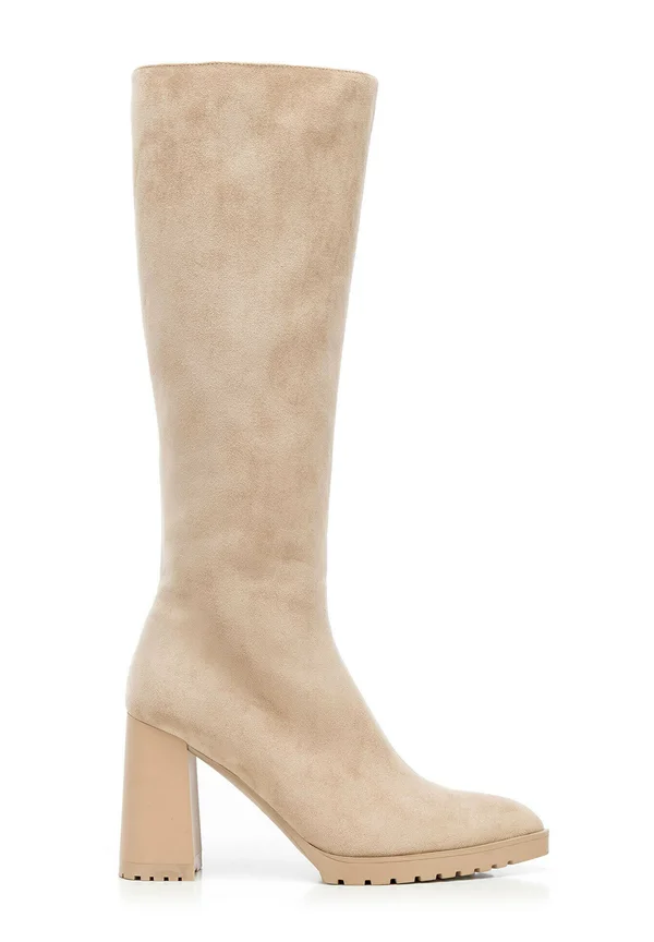 MIT BLOCKABSATZ  - High Heel Stiefel - beige