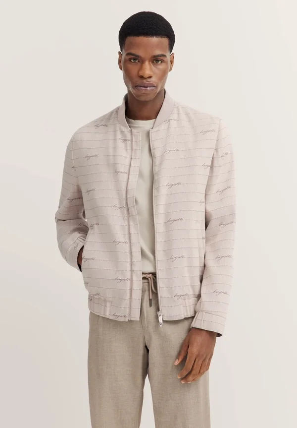 MIT COLLAGEKRAGEN - Bomberjacke - beige