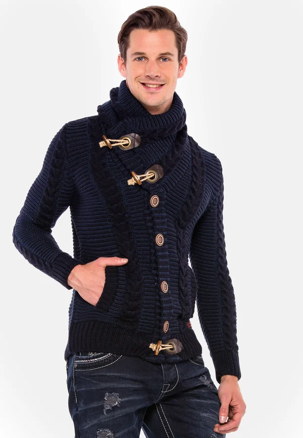 MIT COOLEM KNOPF-DESIGN - Strickjacke - navy-indigo